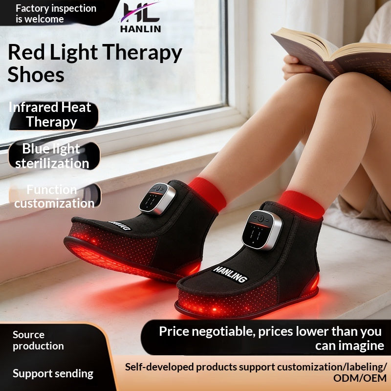 Red Light Heated Slippers, Rechargeable Foot Warmer Shoes