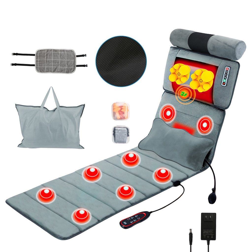 Heated Full Body Massage Mat with 10 Vibration Motors & Neck Massager