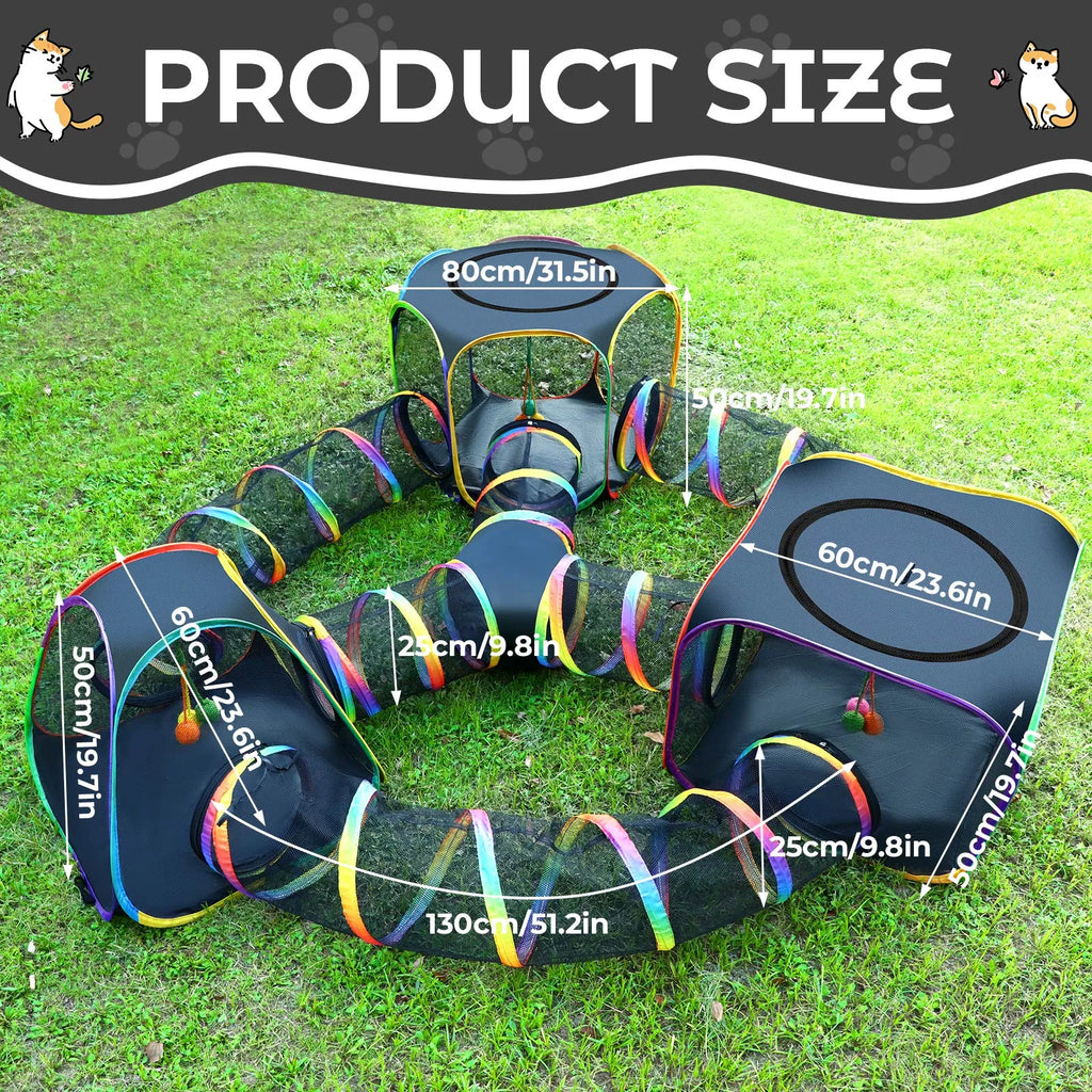 Portable Cat Enclosure, 7-in-1 Outdoor Catio with Tent & Tunnel