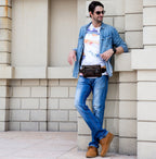 Men's Leather Waist Bag Crossbody Chest Bag