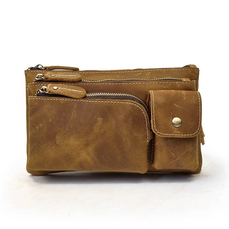 Men's Leather Waist Bag Crossbody Chest Bag