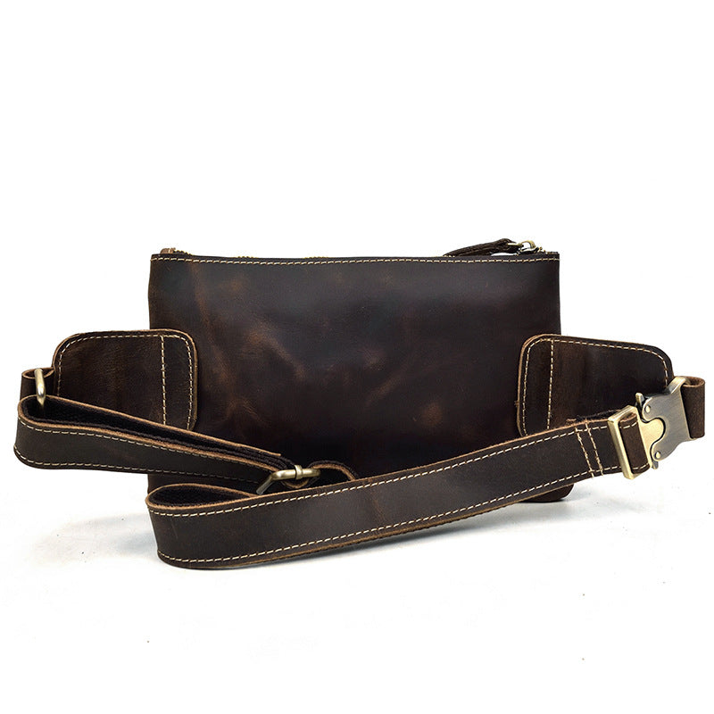 Men's Leather Waist Bag Crossbody Chest Bag