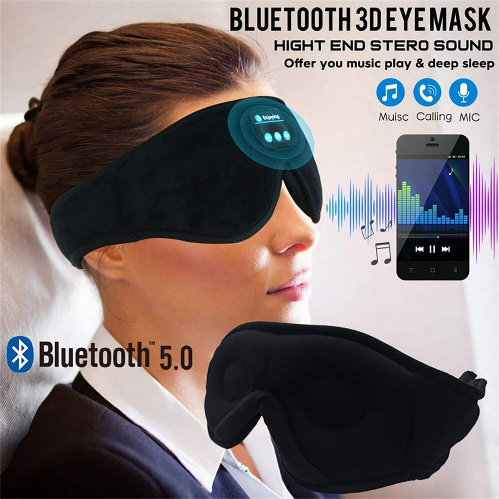 Bluetooth Sleep Mask with Built-in Speakers, Blackout