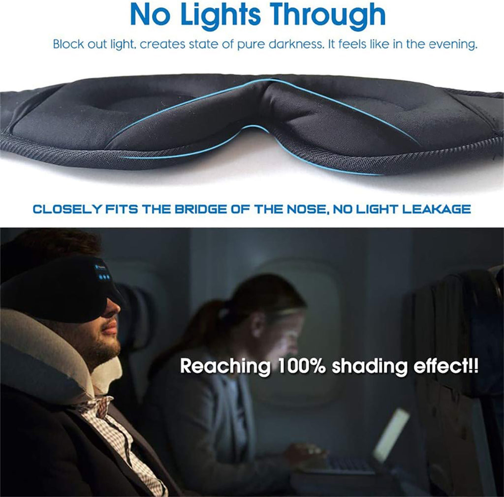 Bluetooth Sleep Mask with Built-in Speakers, Blackout