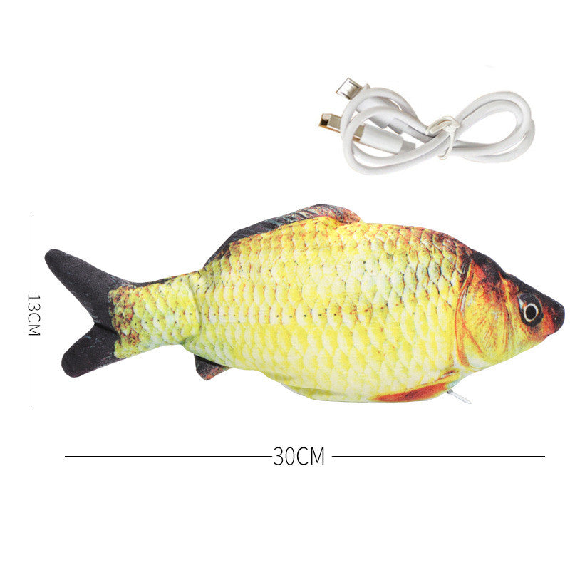 Flopping Fish Cat Toy, USB Rechargeable Moving Fish Plush