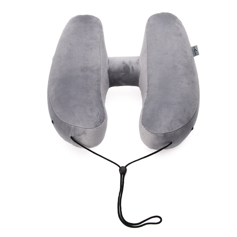 Hooded Travel Pillow, H-Shaped Inflatable Neck Pillow