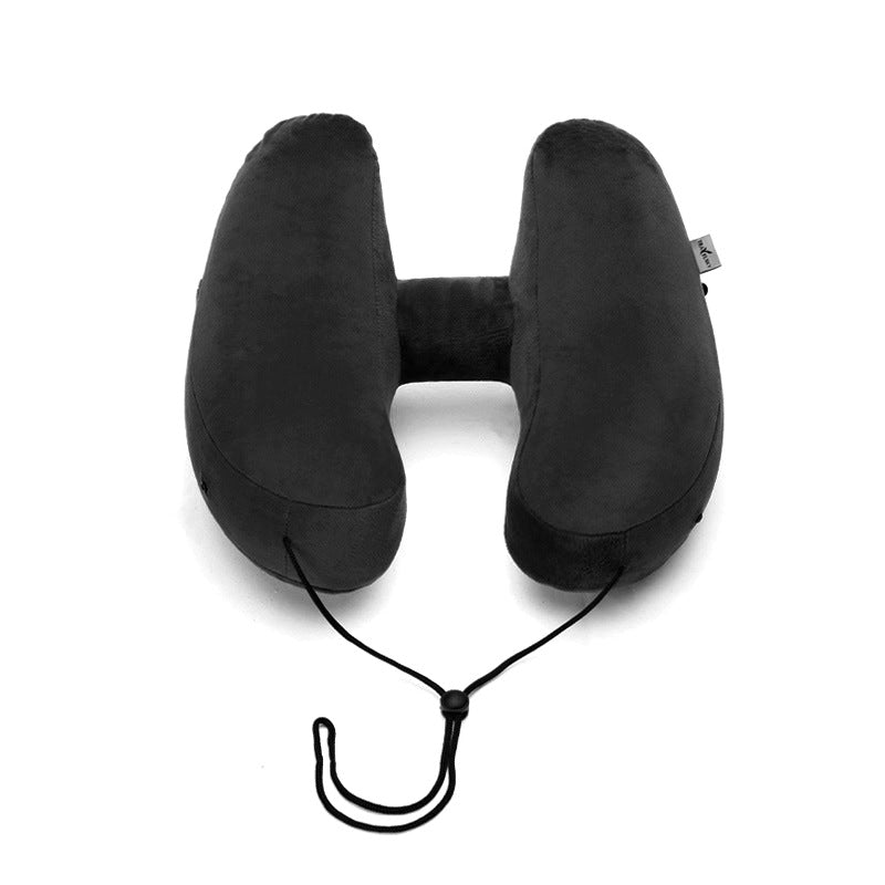 Hooded Travel Pillow, H-Shaped Inflatable Neck Pillow