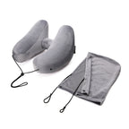 Hooded Travel Pillow, H-Shaped Inflatable Neck Pillow