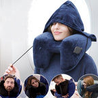 Hooded Travel Pillow, H-Shaped Inflatable Neck Pillow