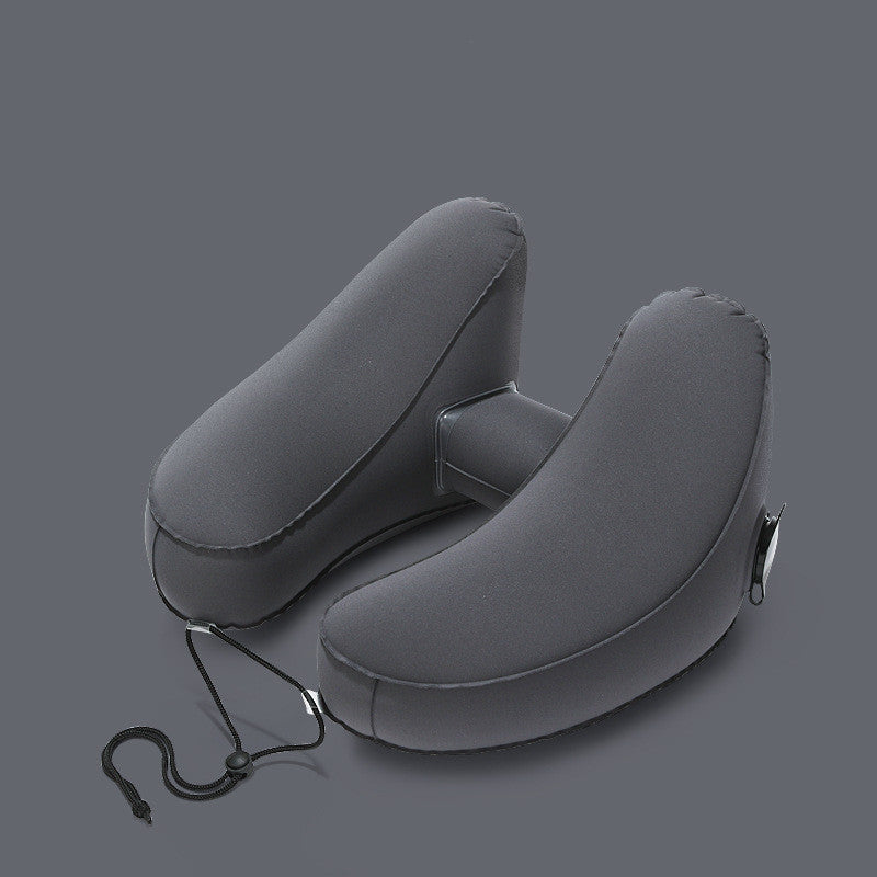 Hooded Travel Pillow, H-Shaped Inflatable Neck Pillow