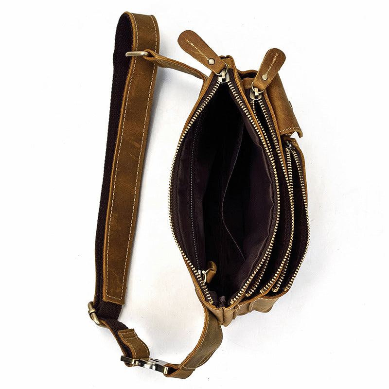 Men's Leather Waist Bag Crossbody Chest Bag