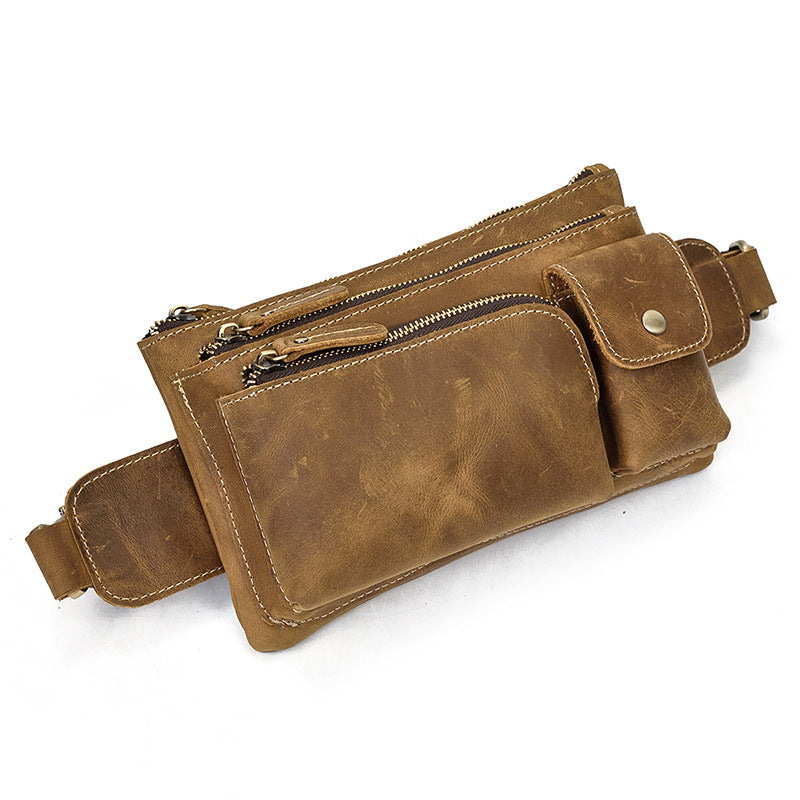 Men's Leather Waist Bag Crossbody Chest Bag