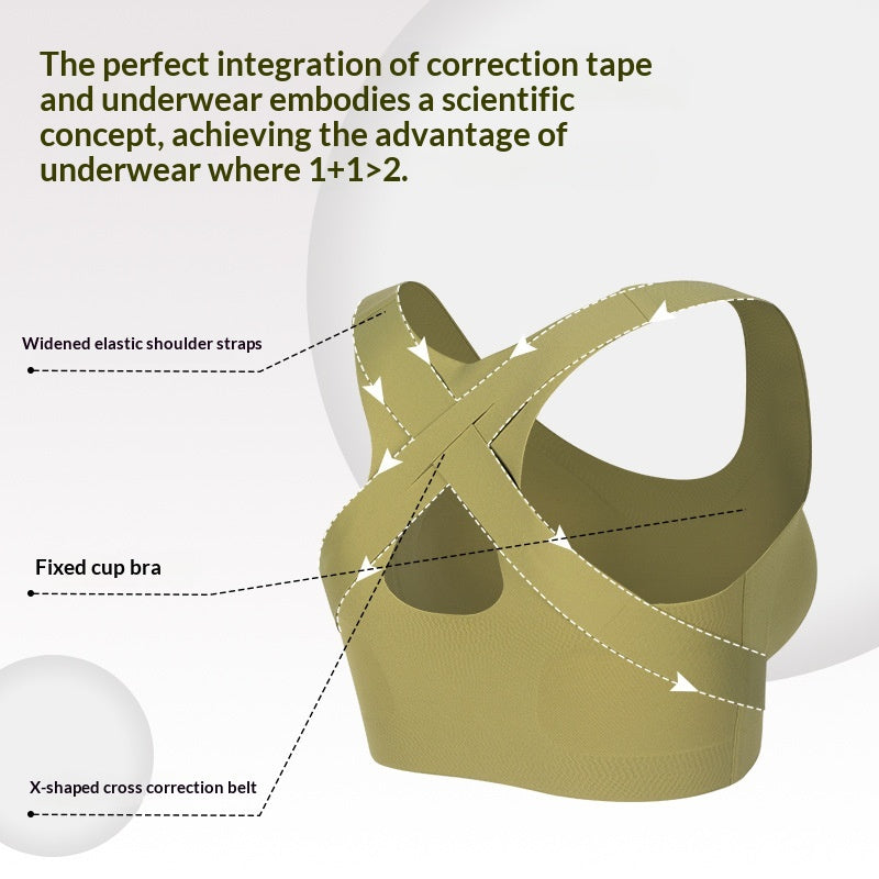 Front-Clasp Posture Support Bra, Wireless Sports-Style Lift