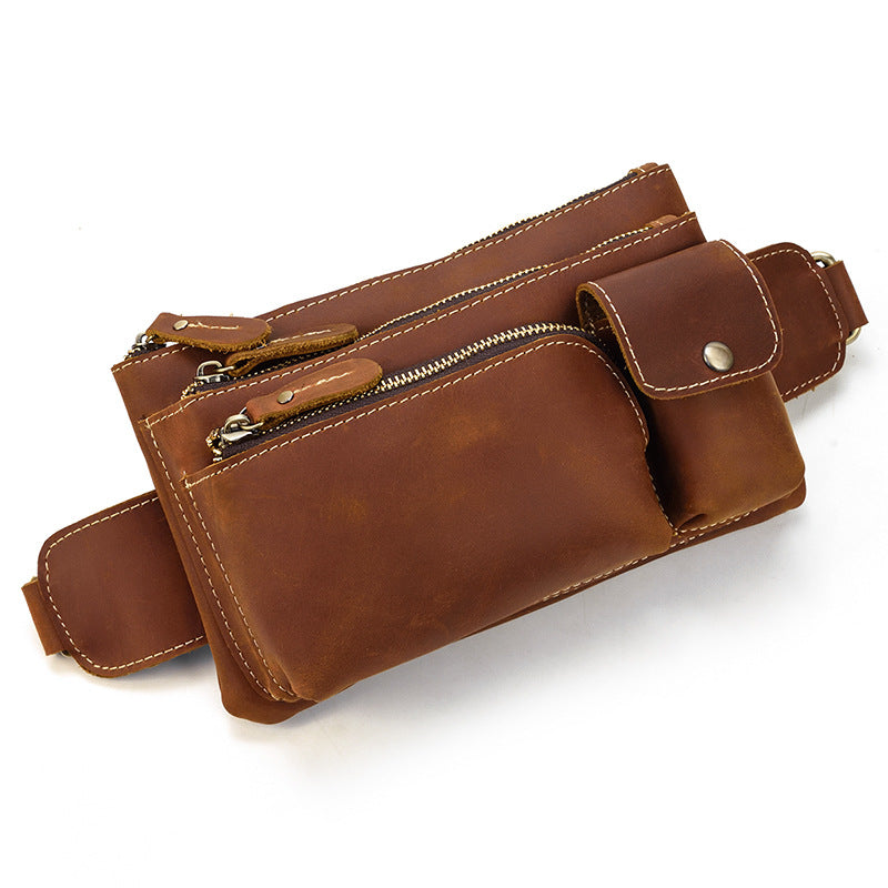 Men's Leather Waist Bag Crossbody Chest Bag