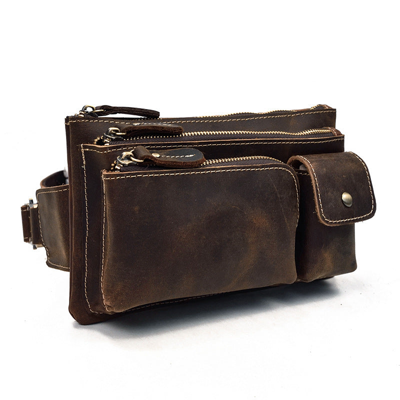 Men's Leather Waist Bag Crossbody Chest Bag