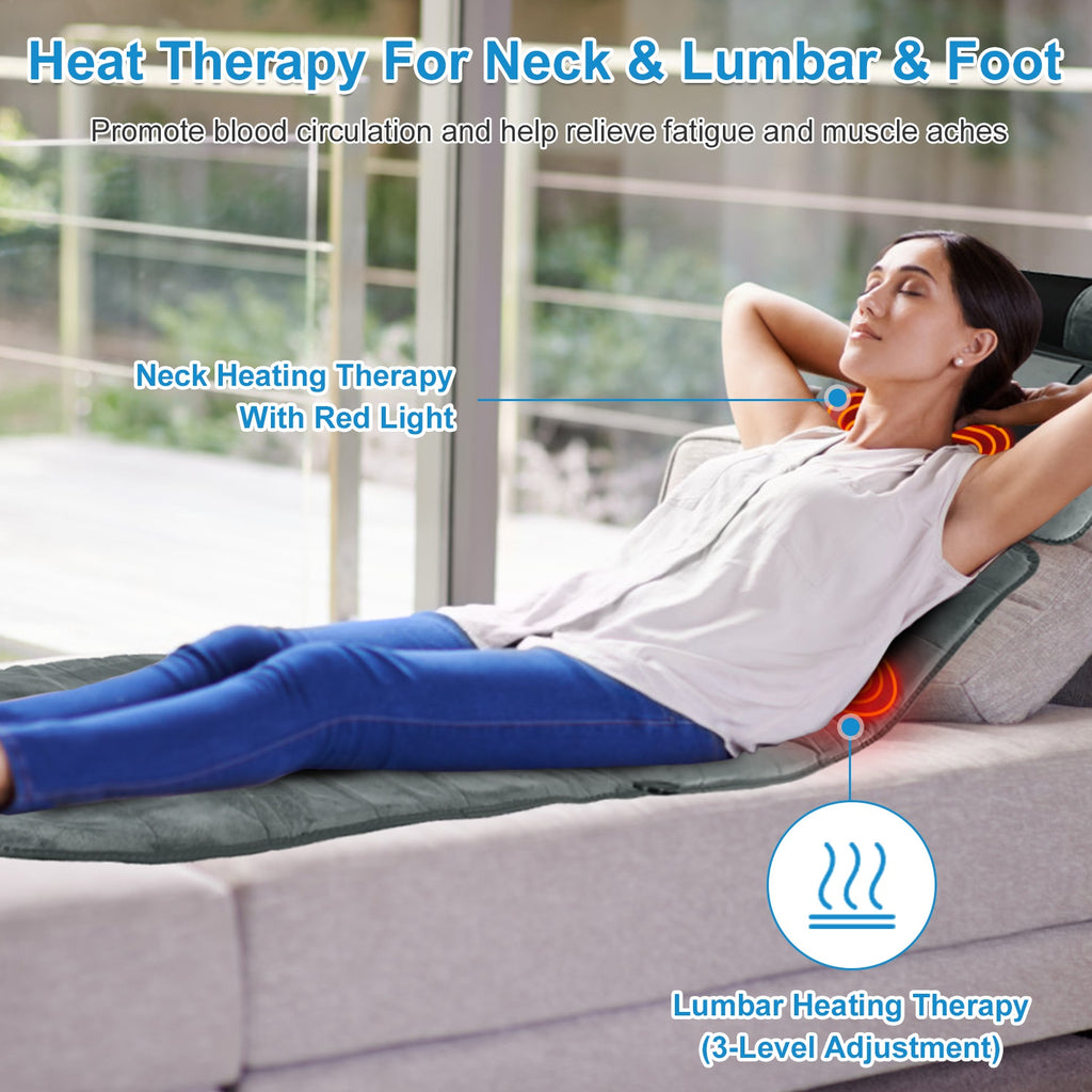 Heated Full Body Massage Mat with 10 Vibration Motors & Neck Massager