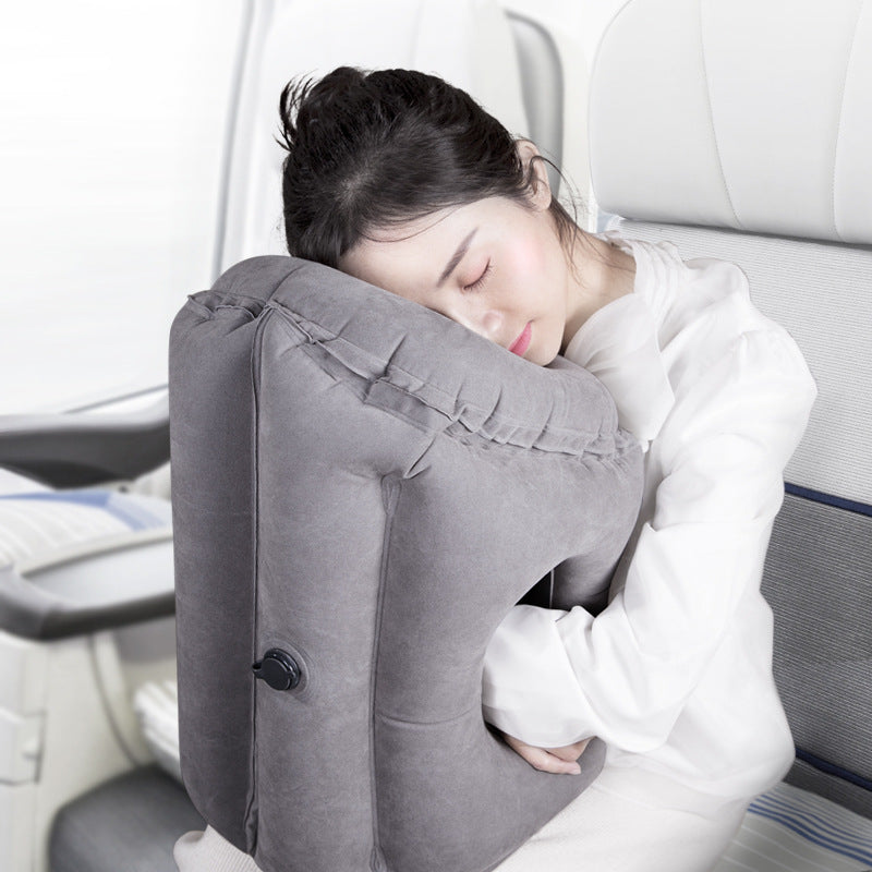 Inflatable Travel Nap Pillow for Airplane and Office Desk