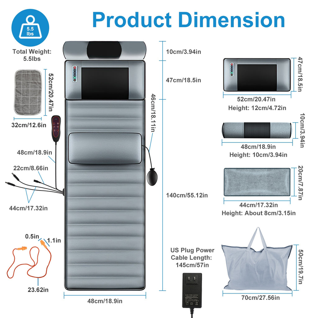 Heated Full Body Massage Mat with 10 Vibration Motors & Neck Massager