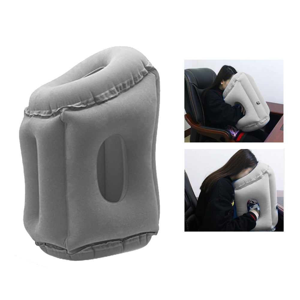Inflatable Travel Nap Pillow for Airplane and Office Desk