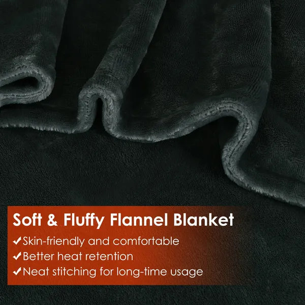 USB Heated Blanket Poncho Shawl Wrap with Zipper, 59x31in