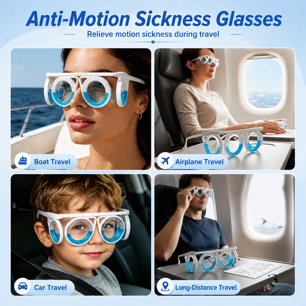 Anti-Motion Sickness Glasses for Car, Boat, and Plane