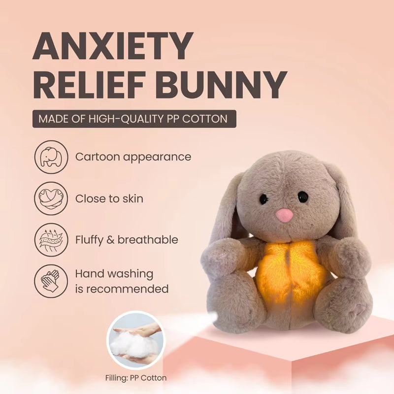 Breathing Bunny Plush, Soothing Sensory Toy with Music