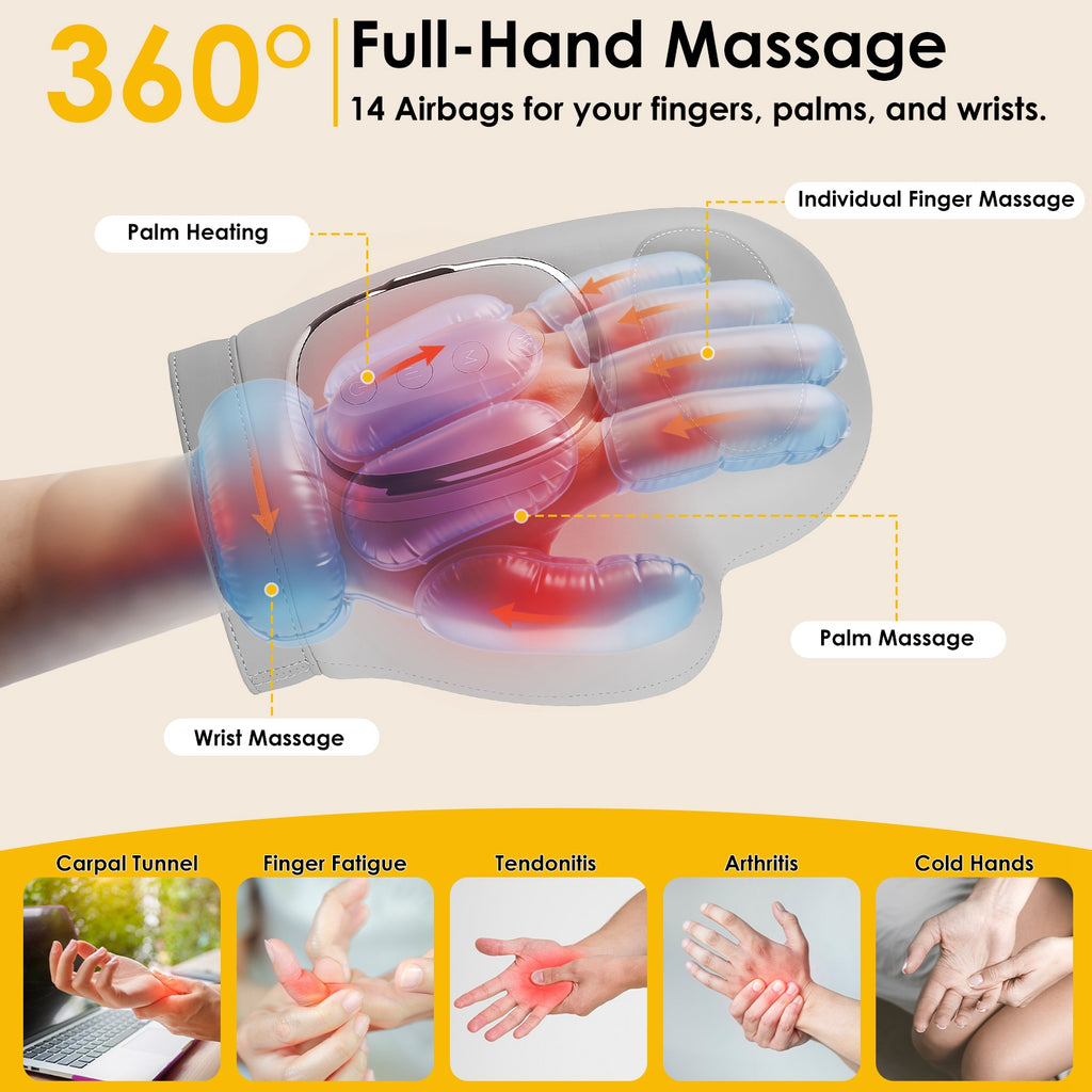 Heated Hand Massager with Compression, Cordless, 14 Airbags