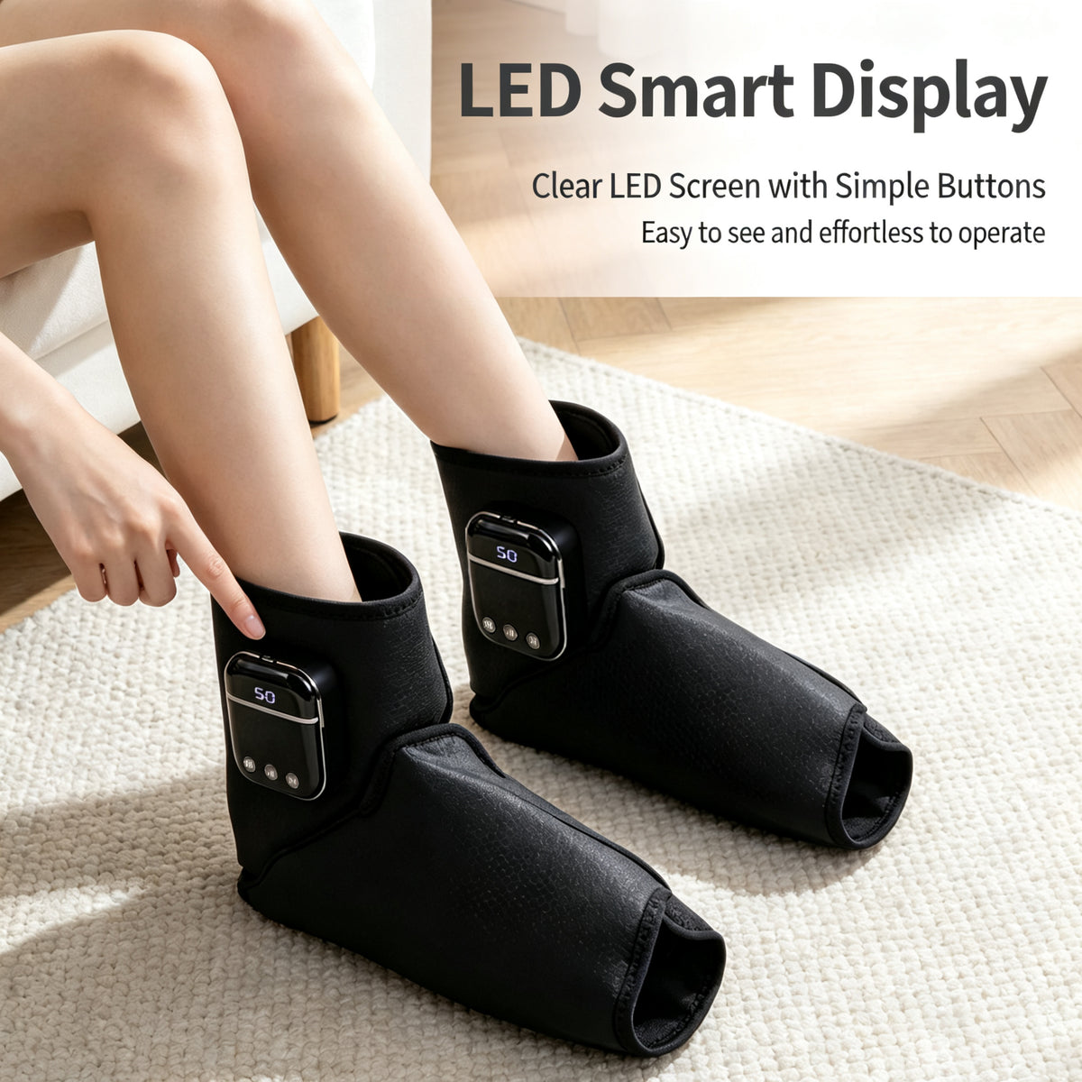 Cordless Air Compression Foot Massager with Heat, Ankle Boots