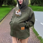 Women's Pet Pouch Hoodie with Kangaroo Pocket for Cats