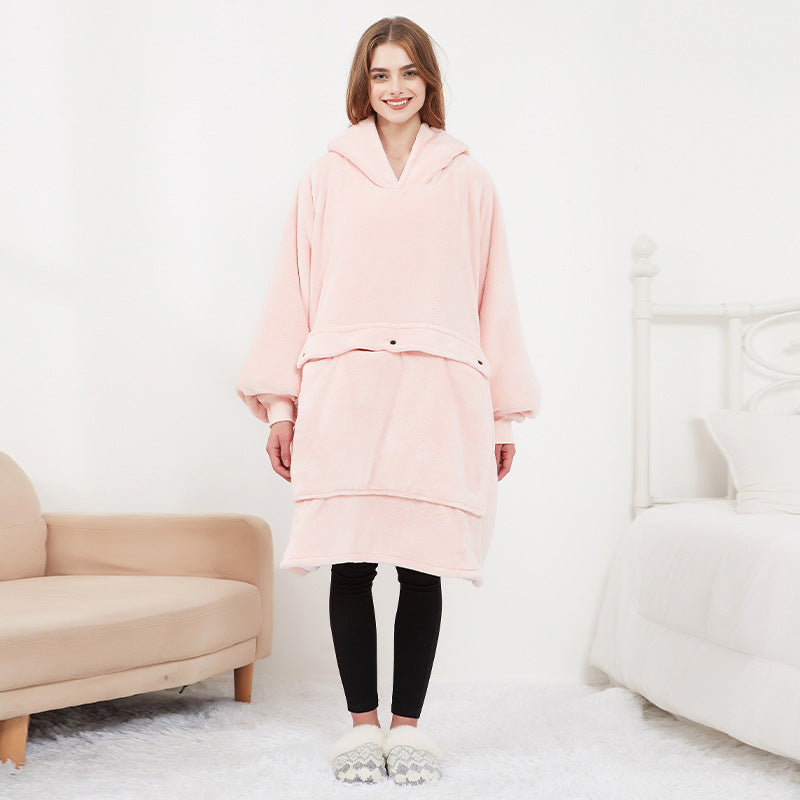 USB Heated Wearable Blanket Hoodie, Oversized Sherpa Heated Robe