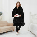 USB Heated Wearable Blanket Hoodie, Oversized Sherpa Heated Robe
