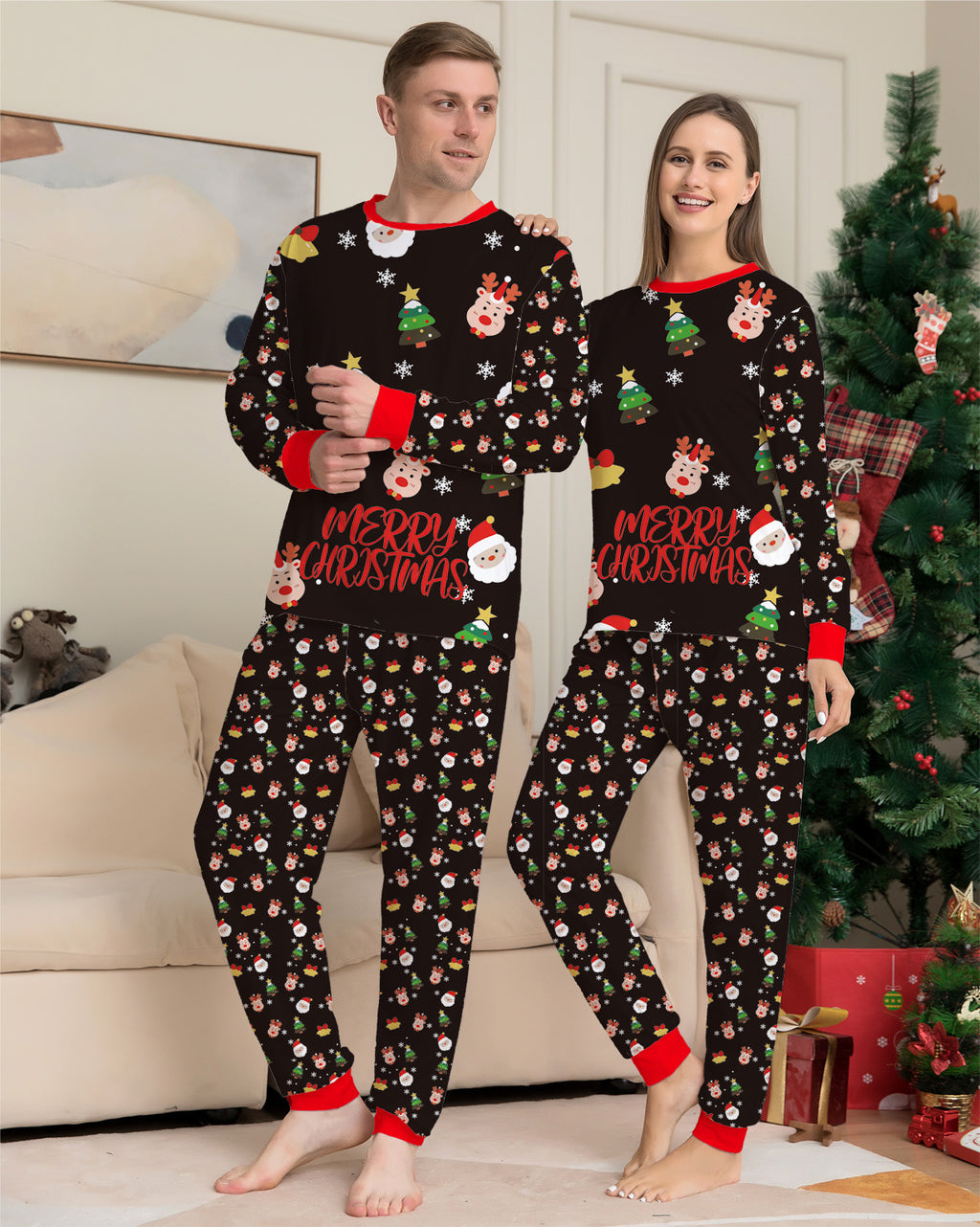 Family Matching Christmas Pajamas Set, Cotton Xmas PJs