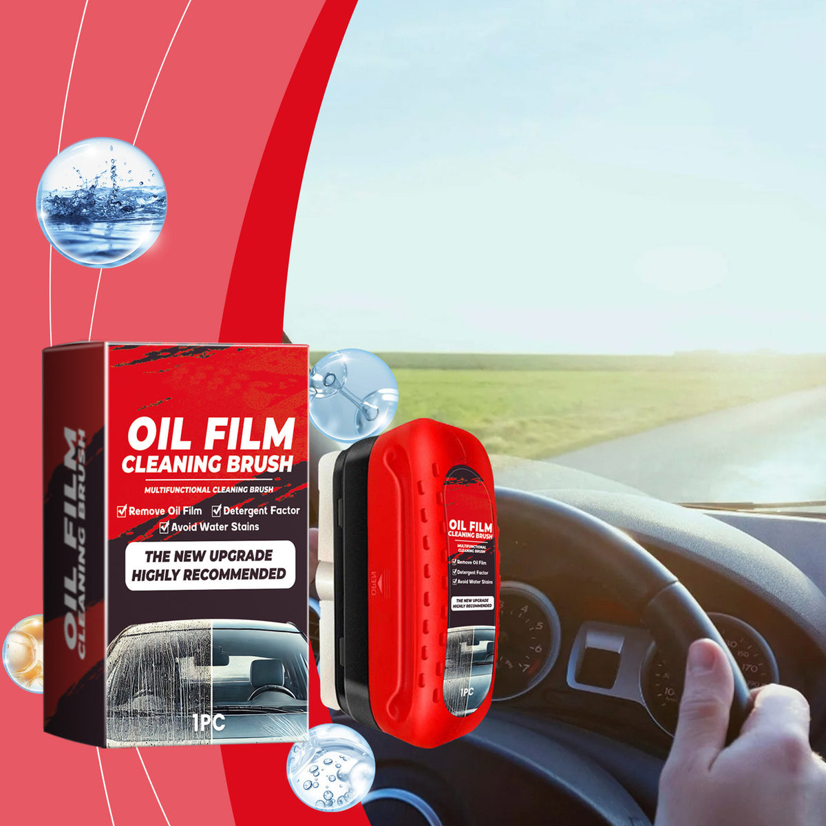Car Glass Oil Film Cleaner Brush, Windshield Cleaner Tool