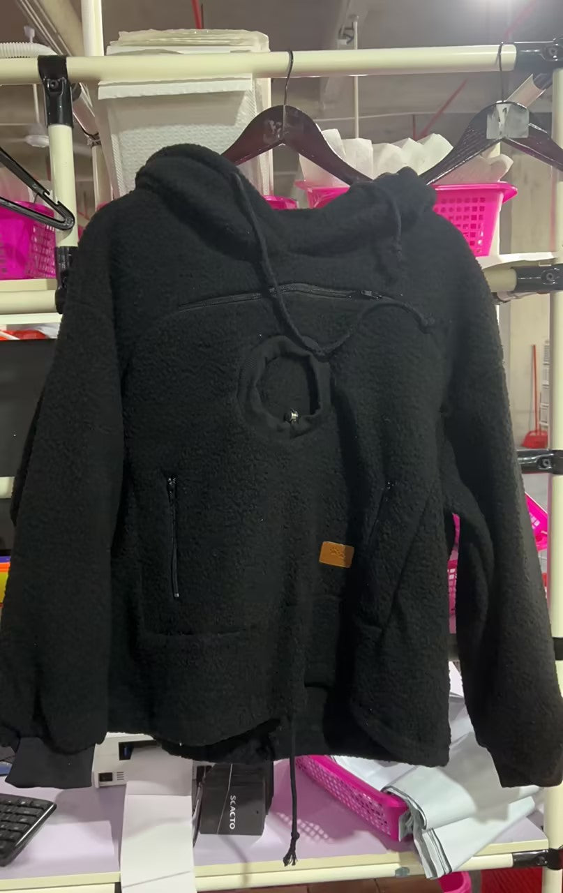 Women's Pet Pouch Hoodie with Kangaroo Pocket for Cats