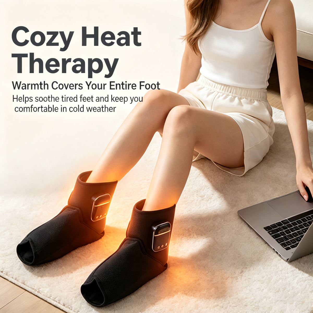 Cordless Air Compression Foot Massager with Heat, Ankle Boots