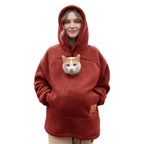 Women's Pet Pouch Hoodie with Kangaroo Pocket for Cats
