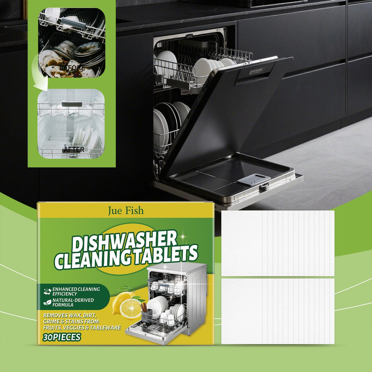 Dishwasher Cleaning Tablets, 30 Pieces