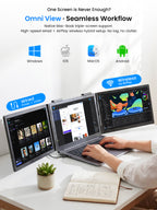 UPERFECT 14 Inch Triple Portable Monitor, Laptop Screen Extender