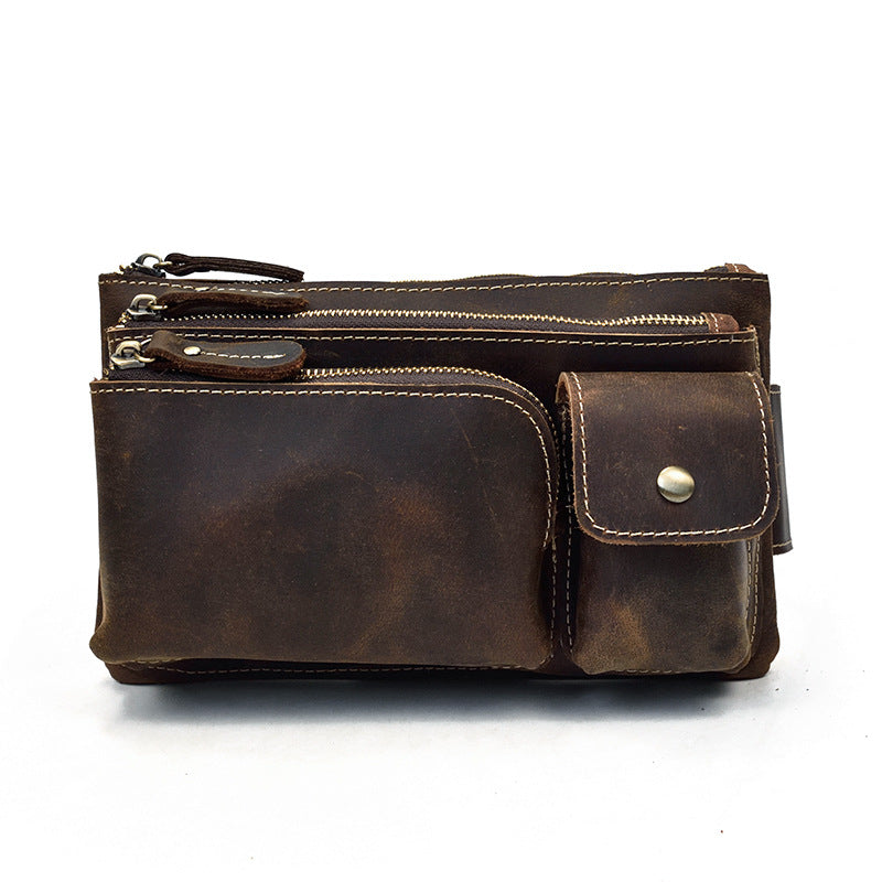 Men's Leather Waist Bag Crossbody Chest Bag
