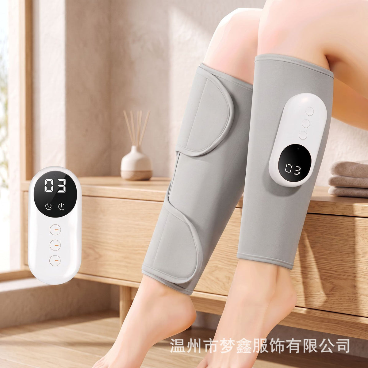 Electric Leg Massager with Air Compression & Heat, Foot & Leg Wraps