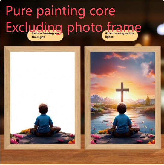 Jesus LED Light Painting, Light-Up Cross Frame Night Light