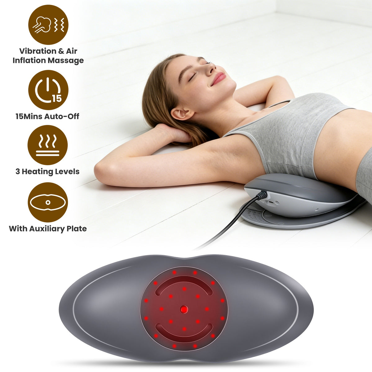 Electric Lumbar Back Stretcher with Air Lift, Heat & Vibration