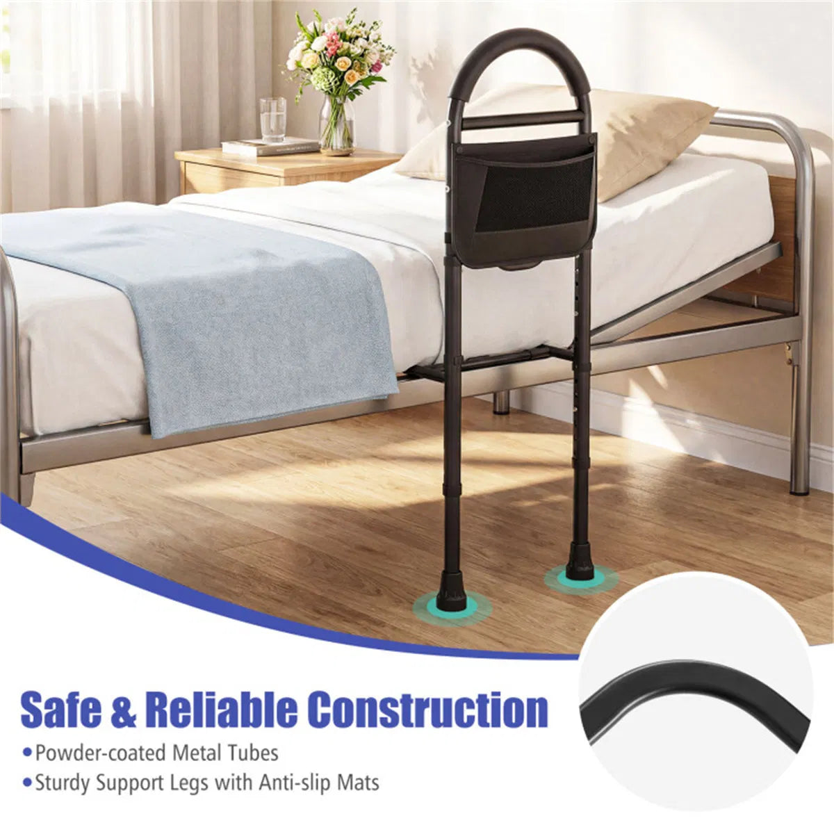 Height Adjustable Bed Assist Rail for Elderly Adults