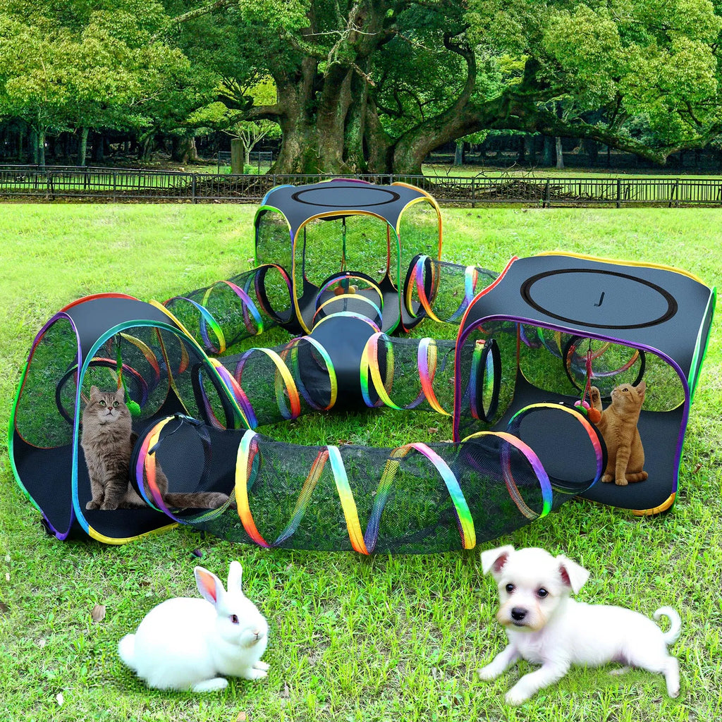 Portable Cat Enclosure, 7-in-1 Outdoor Catio with Tent & Tunnel