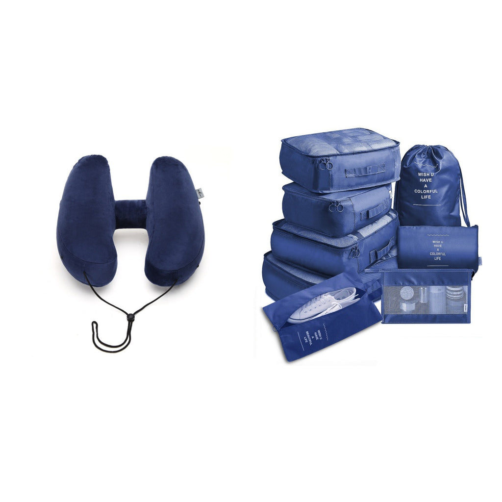 Hooded Travel Pillow, H-Shaped Inflatable Neck Pillow