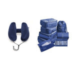 Hooded Travel Pillow, H-Shaped Inflatable Neck Pillow