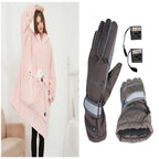USB Heated Wearable Blanket Hoodie, Oversized Sherpa Heated Robe