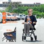 Lightweight Folding Transport Chair, Aluminum, 220lbs
