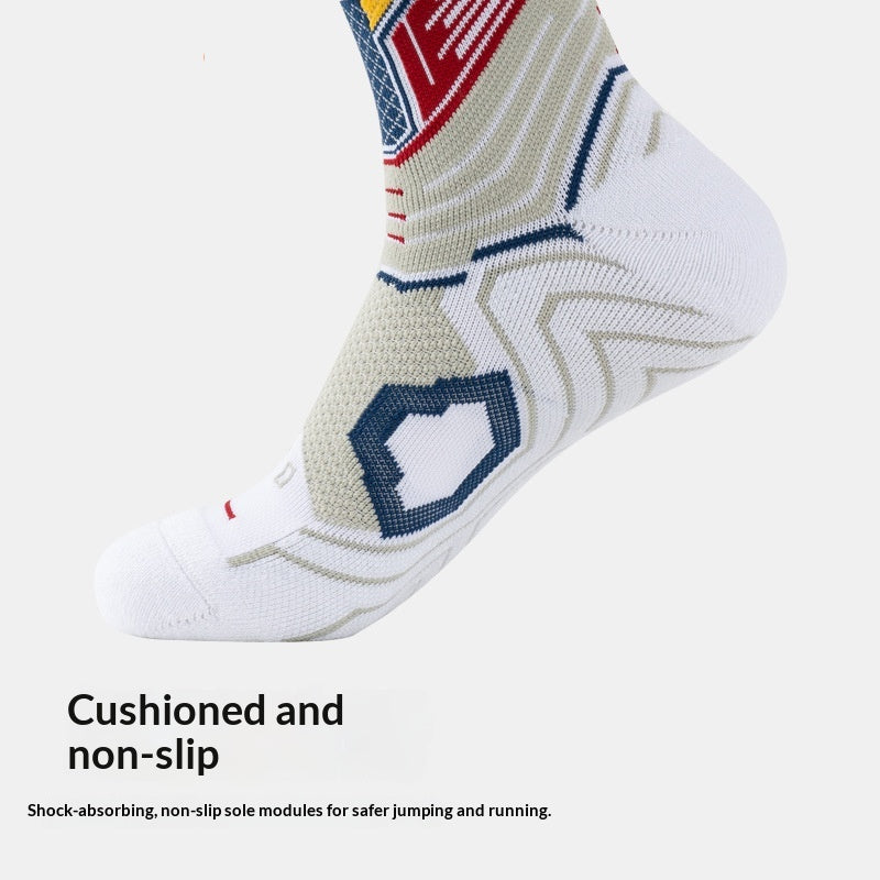 Thick Cushioned Crew Socks, High Top Terry Sole Sports Socks
