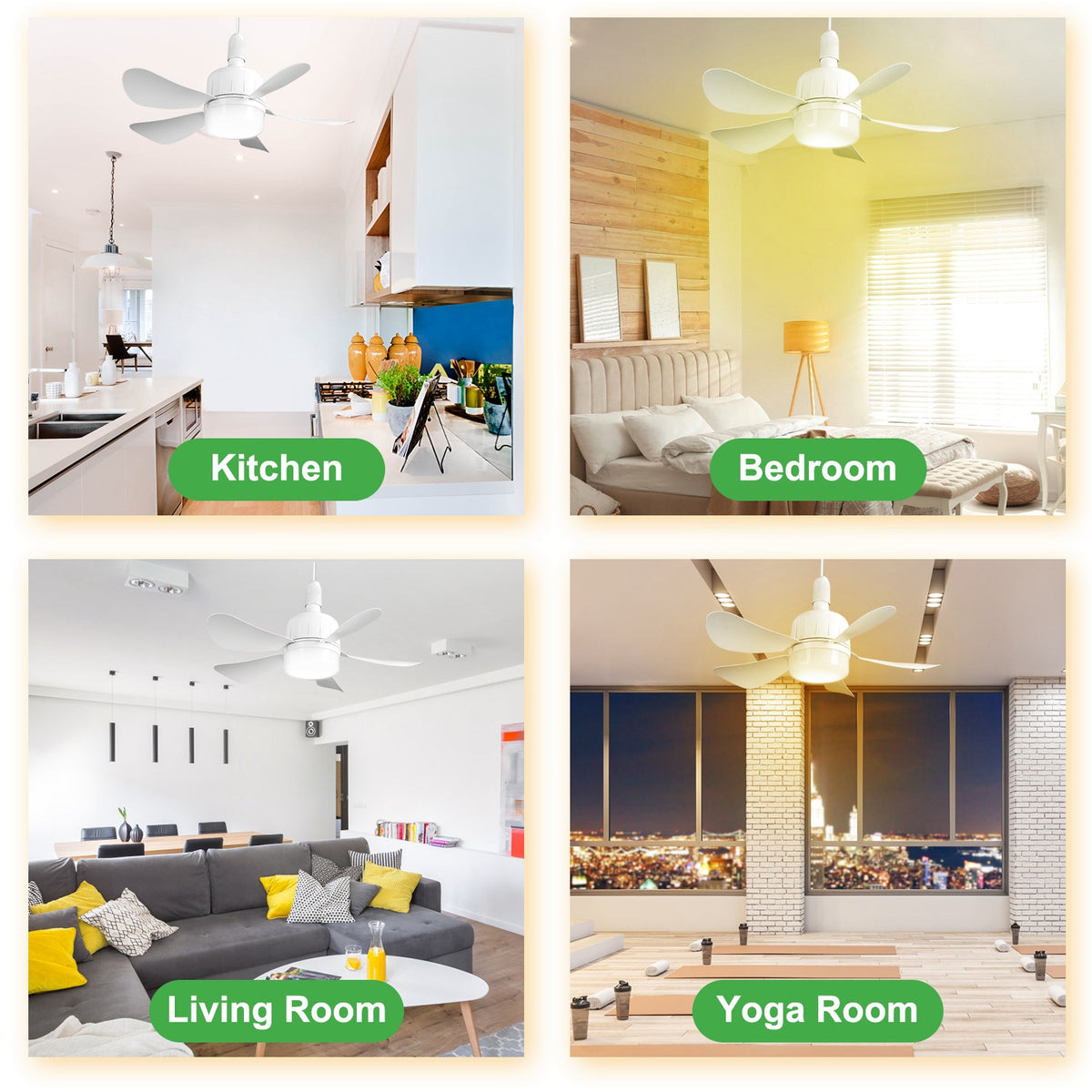 Socket Fan Light with Remote, Dimmable LED Ceiling Fan 12W